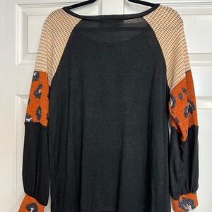 Haptics Womens Long Sleeve Top Black W/Animal Print Size Medium NWOT